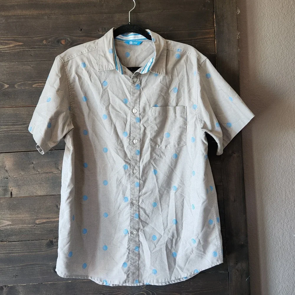 AT&T Employee Work Uniform Short Sleeve Button Down Shirt Logo Size M - Picture 8 of 8